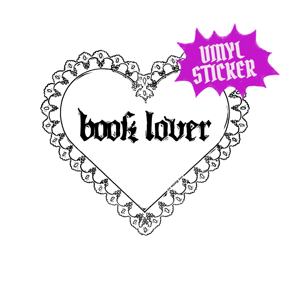 book lover | illustrated heart-shaped vinyl lace art sticker
